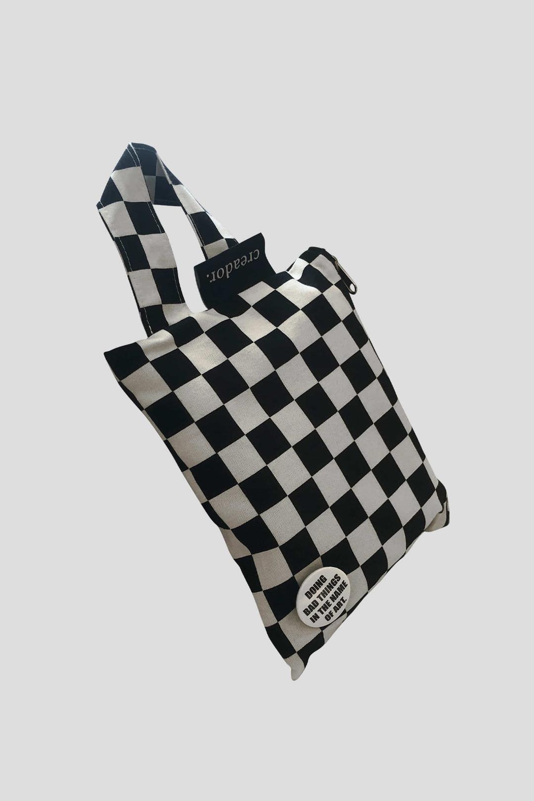 체커 손잡이 지퍼 파우치