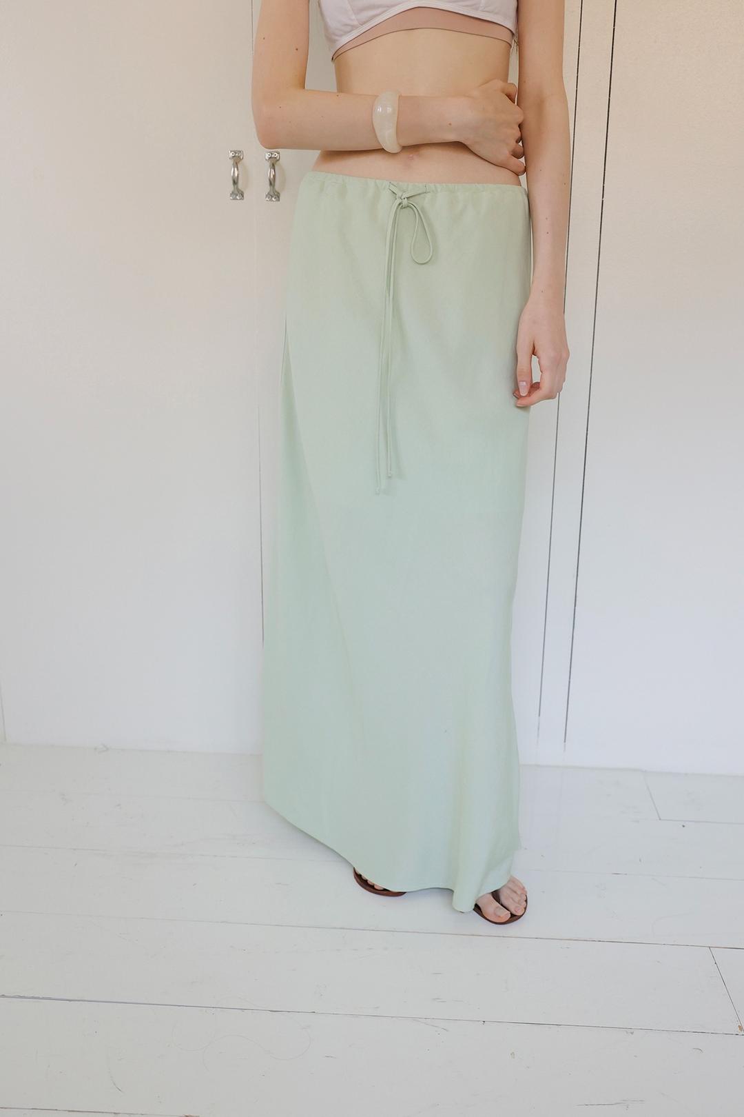 Linen long skirt_Mint