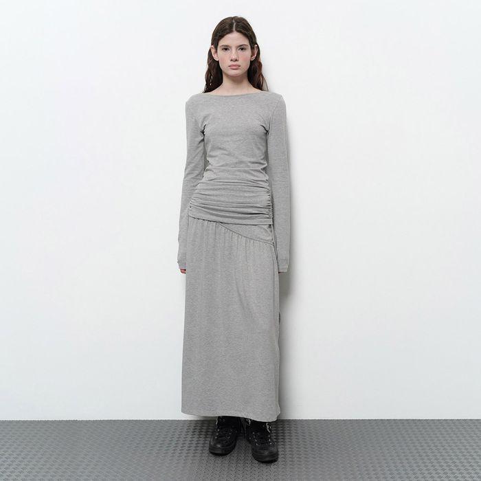 BACKLESS LONG DRESS (melange grey)