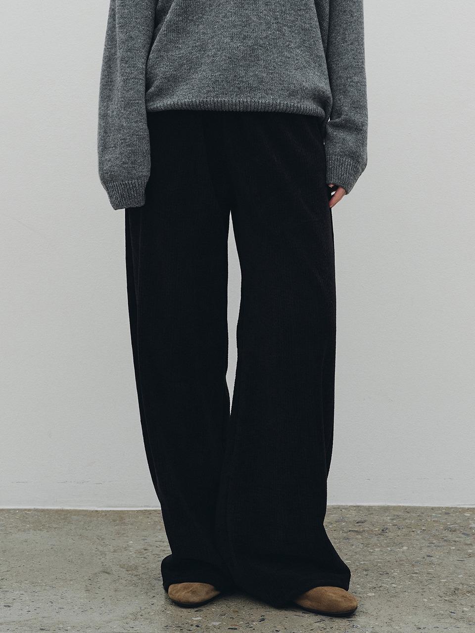 Corduroy Wide Banding Pants (Black)