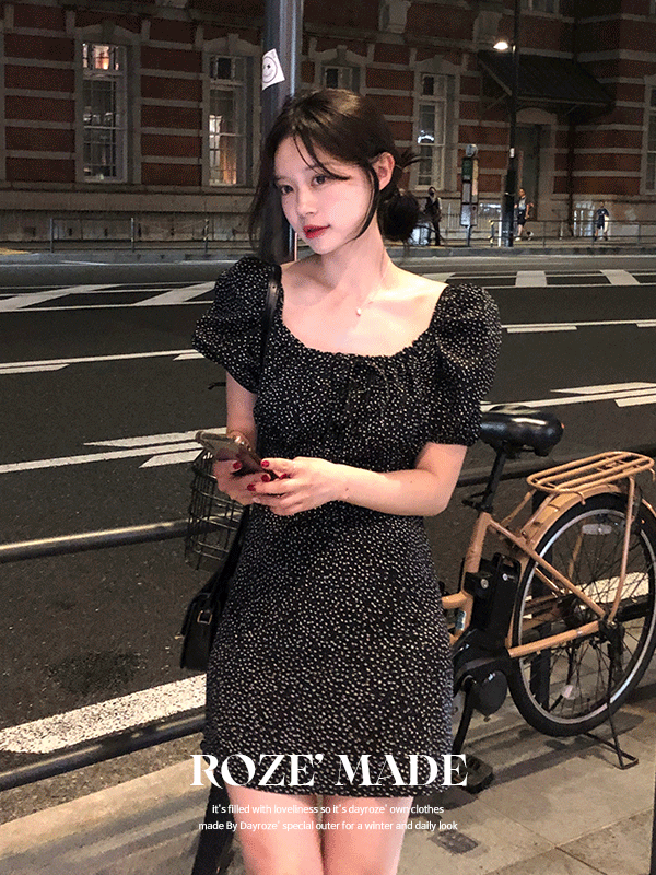 데이로제 [자체제작,S/M,롱&숏] 도로시 도트 반팔원피스 (2color) [하객룩,데이트룩]