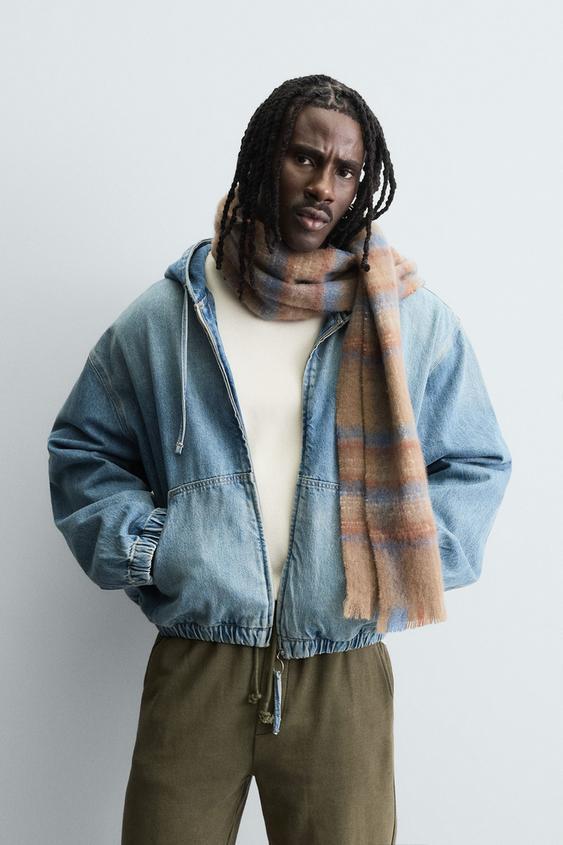 체크 브러쉬드 머플러