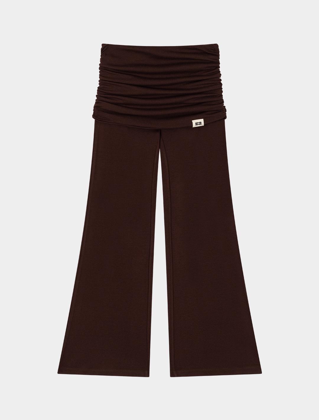 Yoga Flow Foldover Pants (Brown)