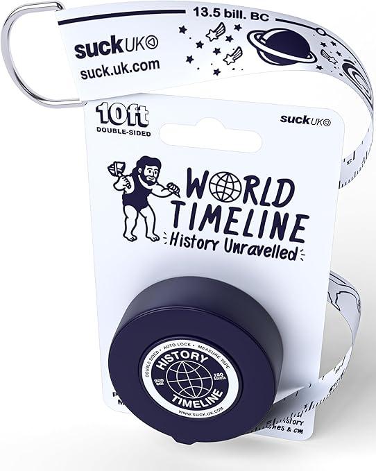 Suck UK World History Measuring Tape | Soft Tape Measure with Historical Facts | Double Sided & Auto Locking