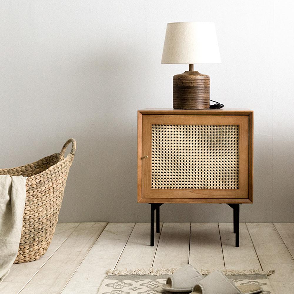 [장미맨숀] 로라 라탄 원목 협탁 (내추럴)