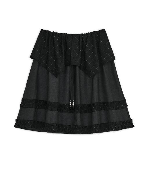 아가일 케이프 미디 스커트 (블랙)