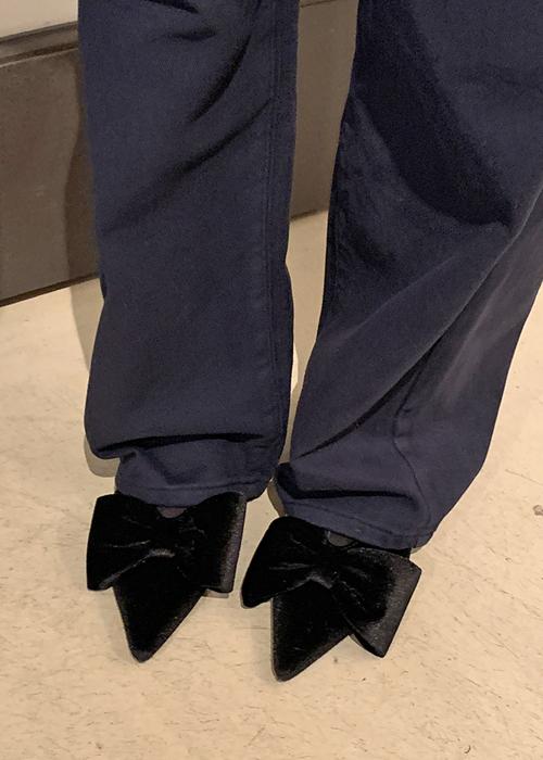 리본 스틸레토 플랫 슈즈 (2color)