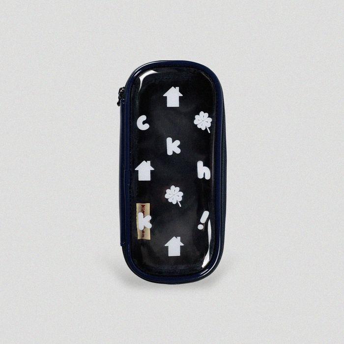 럭키홈 패턴 pvc 필통 - 네이비