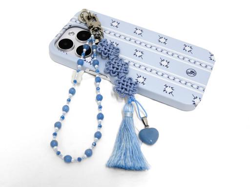 [설날선물] 국화매듭 나비 태슬 키링 - 삼청색