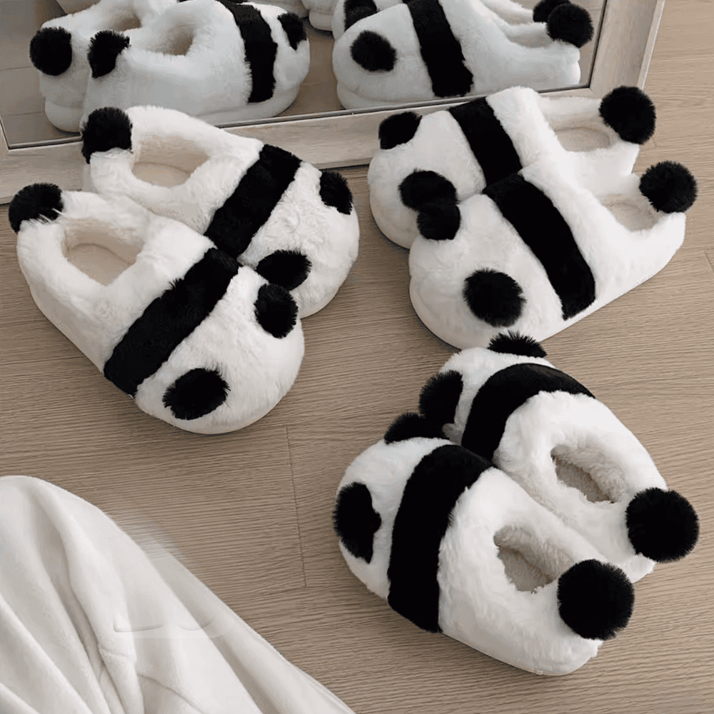 푹신푹신 판다 슬리퍼 실내용 털실내화