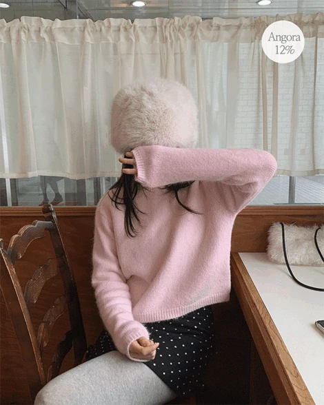 [주문폭주/여리한컬러감]파스텔 앙고라 니트 4color  데일리룩/러블리/앙고라니트/파스텔니트/겨울니트/컬러니트/세미크롭니트/데이트룩/페미닌룩