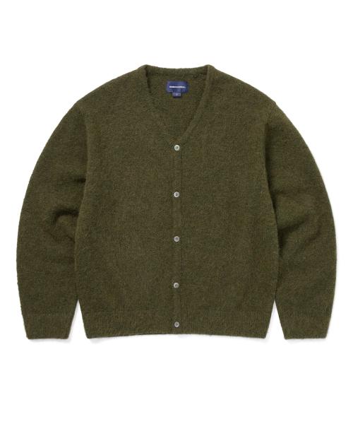 Hairy Knit Cardigan Olive Green