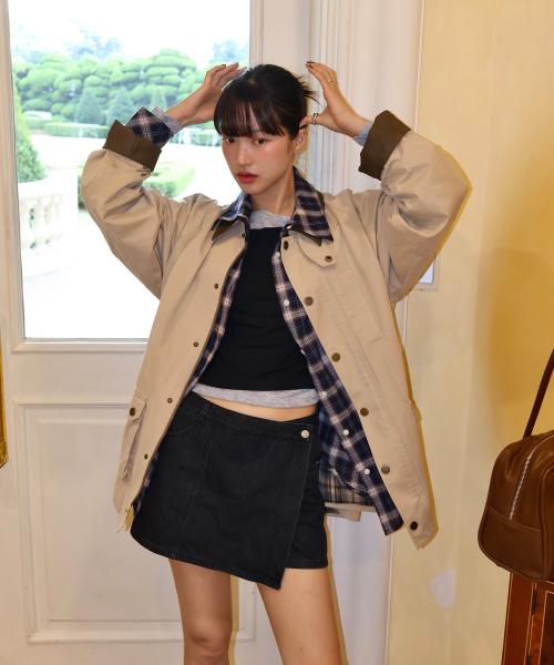 카라배색 하프 워크 자켓_MIWJKFT02C