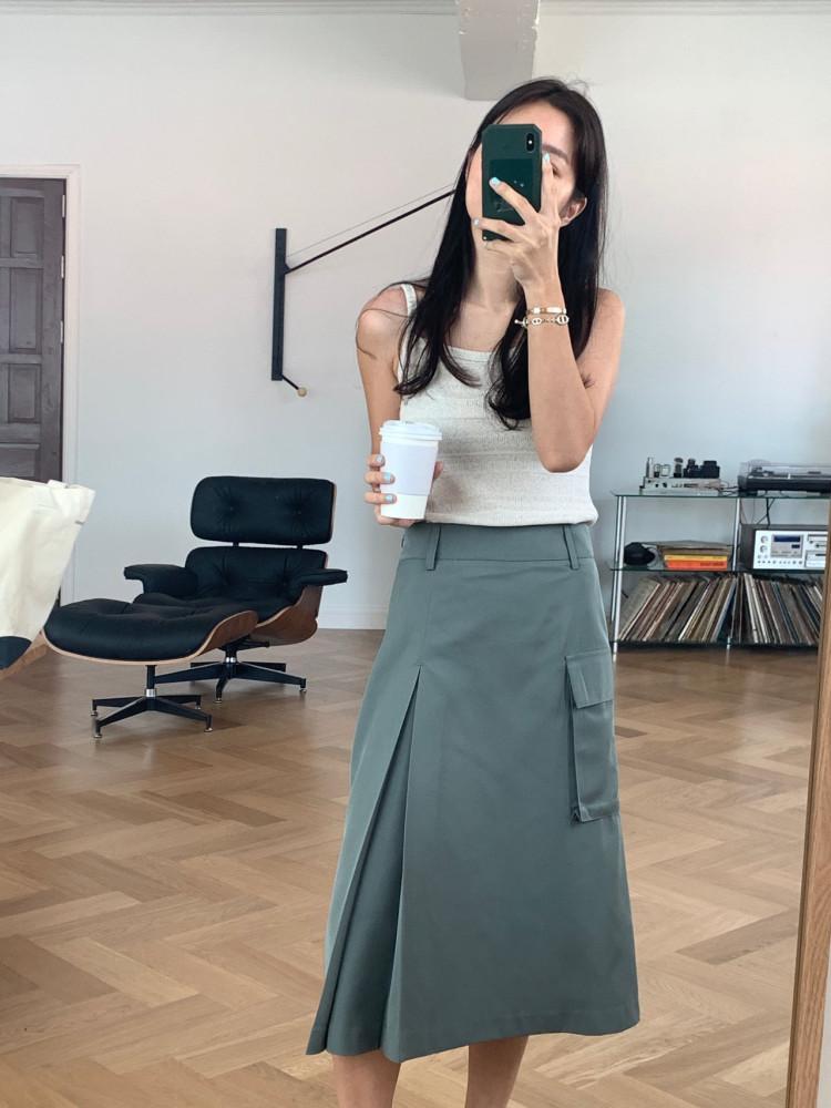 언더슨 카고 스커트 (2col) - 롱스커트 치마 봄 여름 면 캐주얼