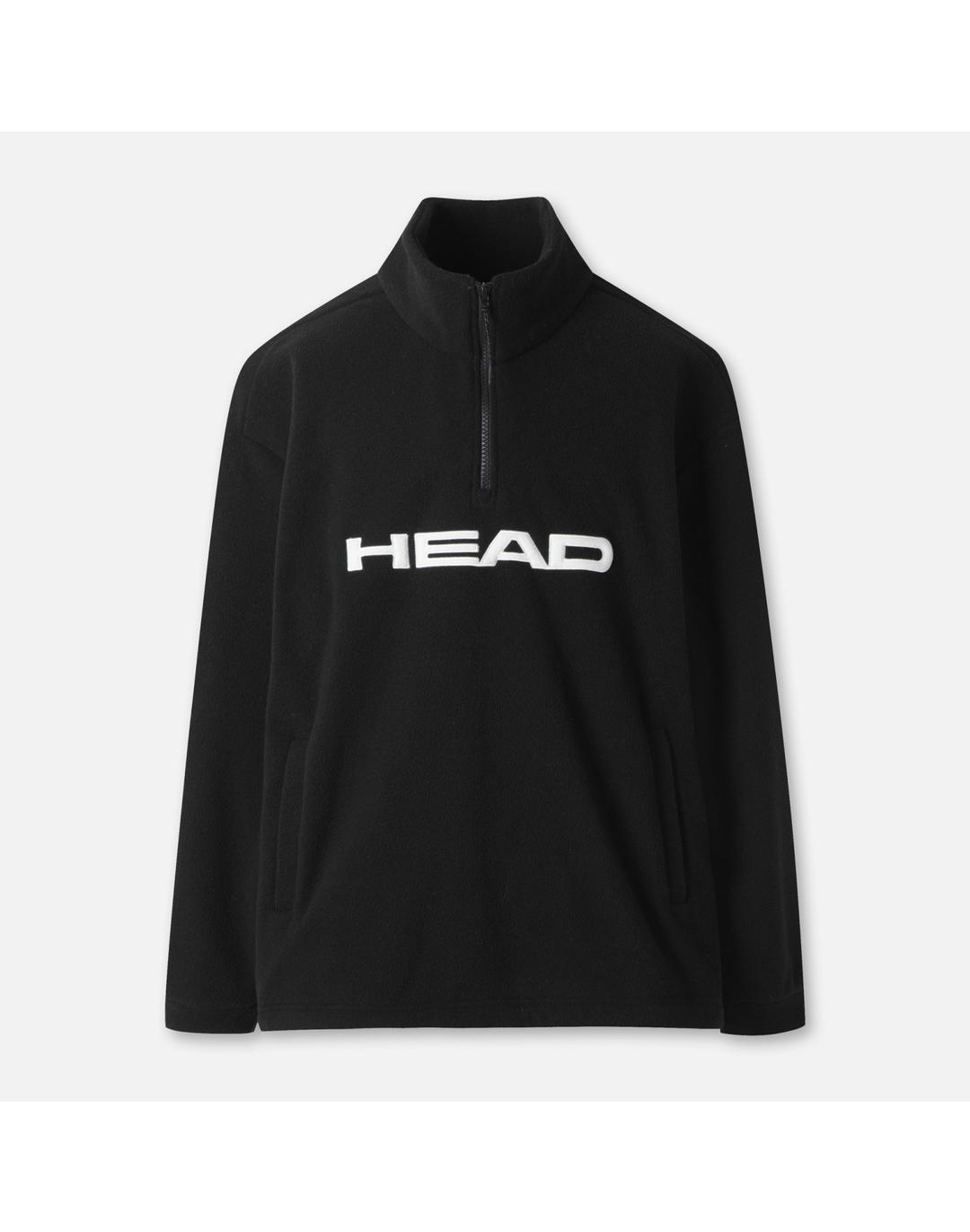 남여공용 세미오버핏 빅 헤드 플리스 하프 집업 블랙_JHUAW23131BKX