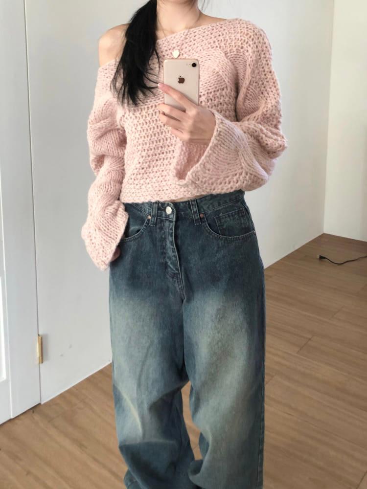 에이티 보트넥 니트 (4color)