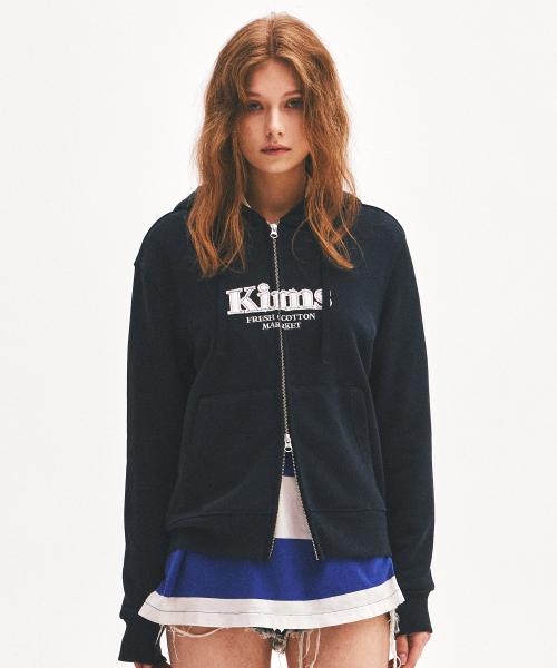 (Unisex) Kims Bam App Zip Hoodie Navy
