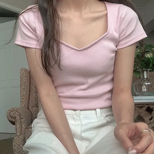 1+1할인중 [MADE/당일배송⚡]언유즈얼리 샐리 스퀘어넥 티 (8color)