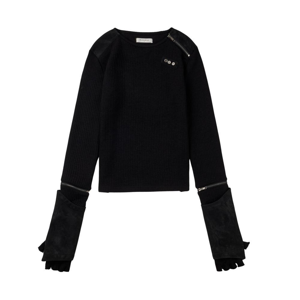 Detachable Zipper Leather Top (Black)