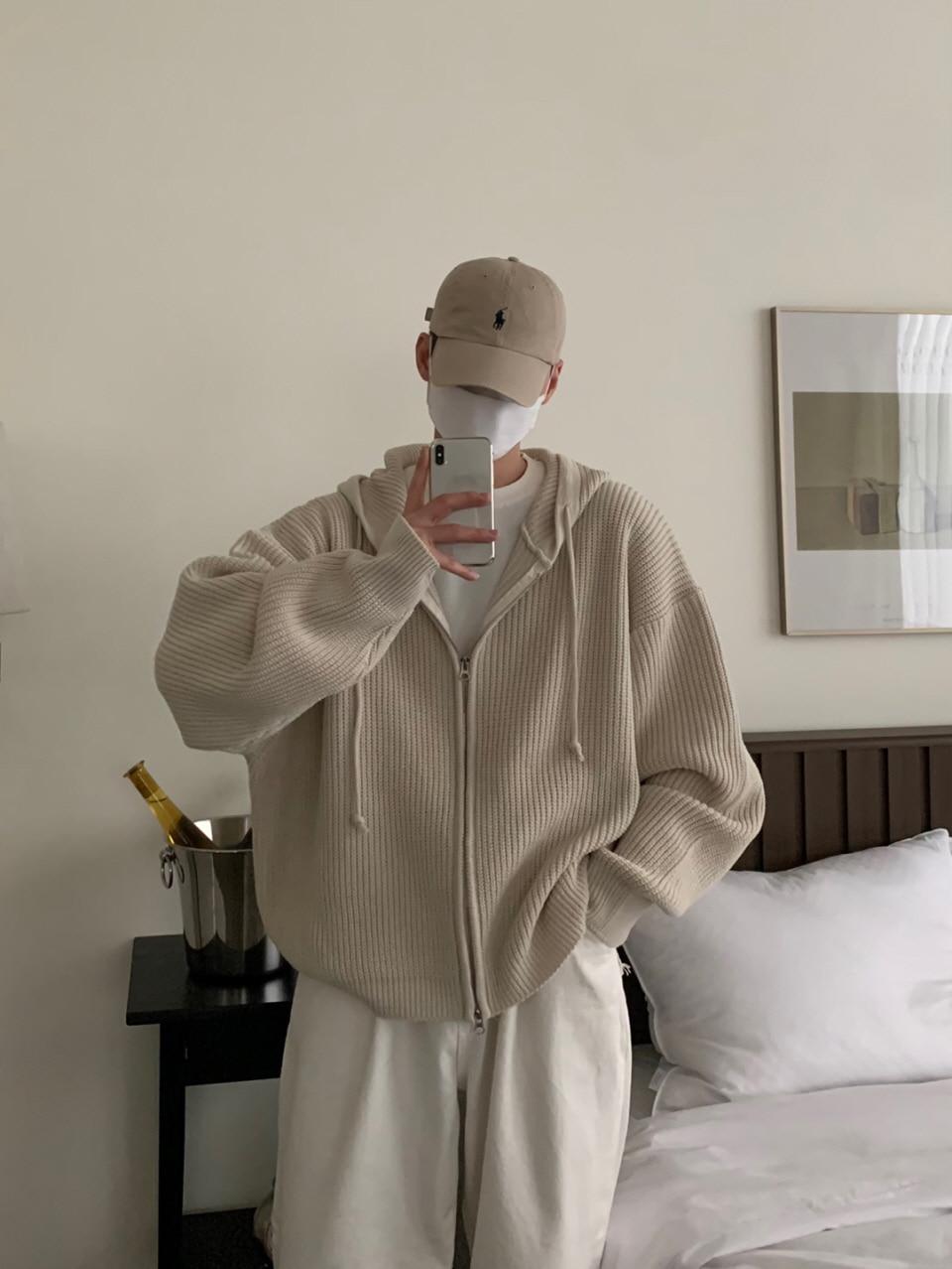 Kaid Hood Knit Zip-up