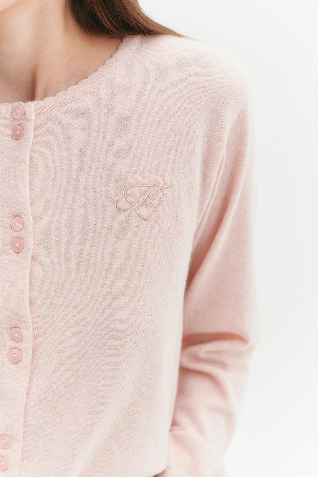 Signature Logo Wool Cardigan Pink