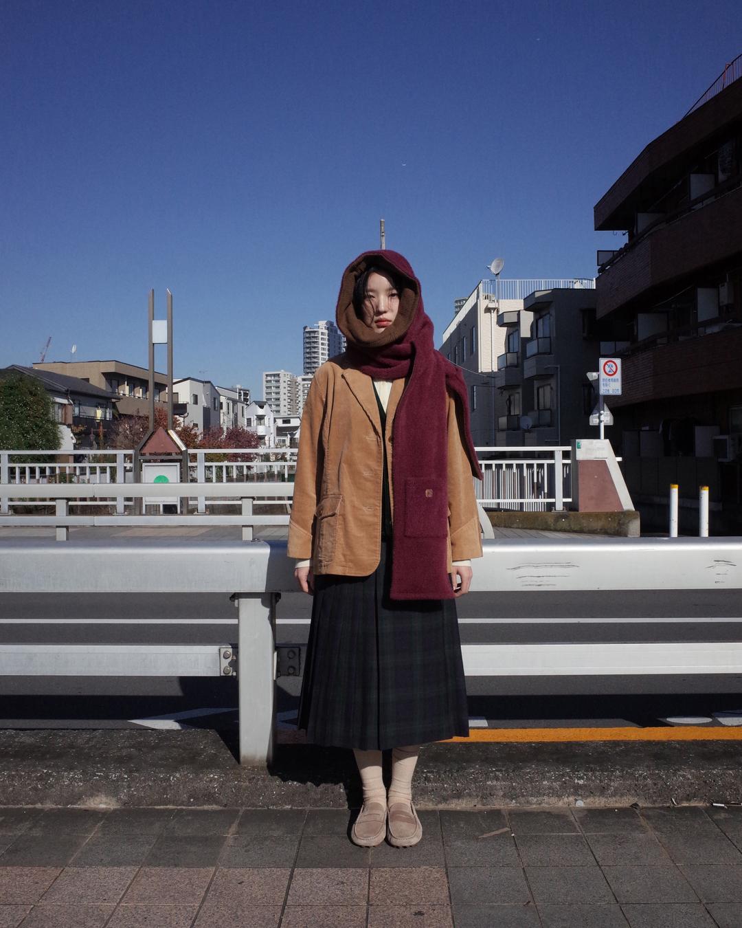 TWO TYPES  MUFFLER purple*brown