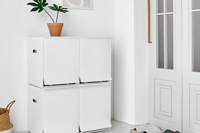 [스티커+비닐봉투20매] 1+1 심플 모노톤 적층 재활용 분리수거함