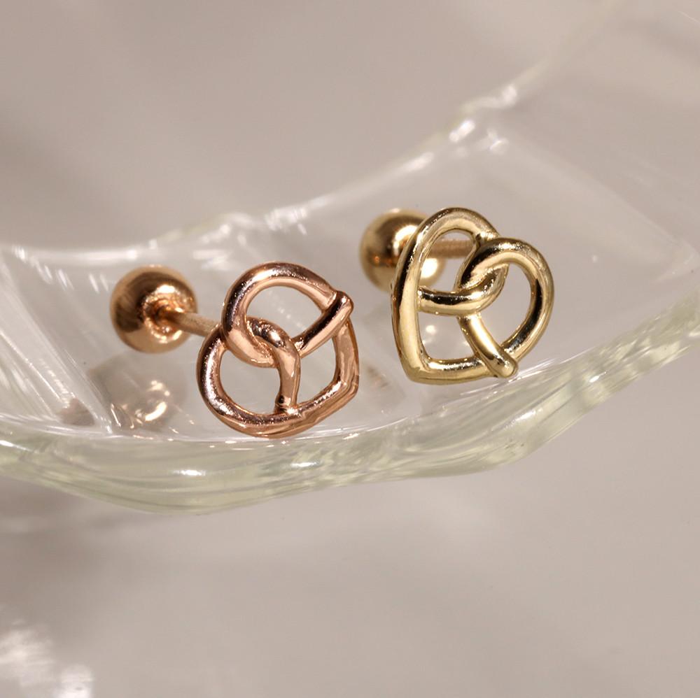 [전체14k] 프레즐하트 골드 피어싱 귀걸이 (S size)