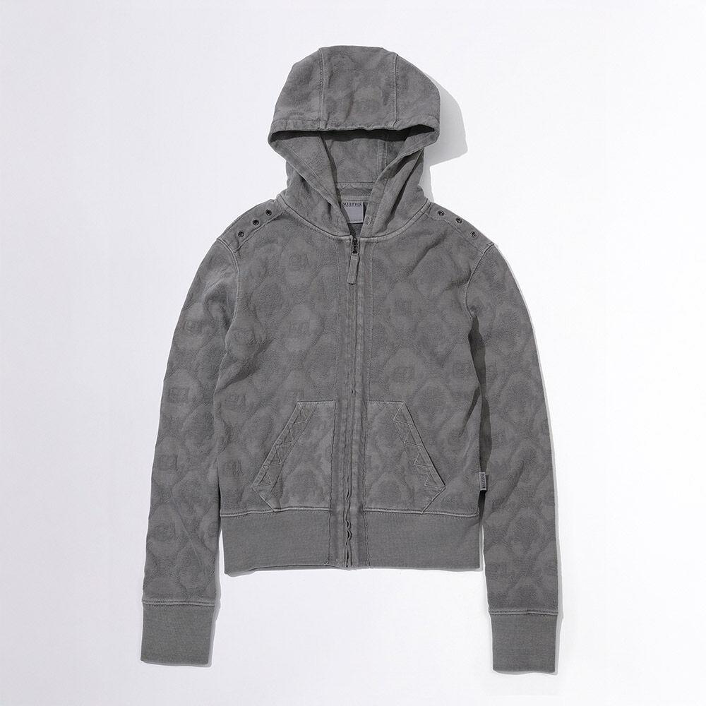 Jacquard Hoodie Zip-Up Charcoal