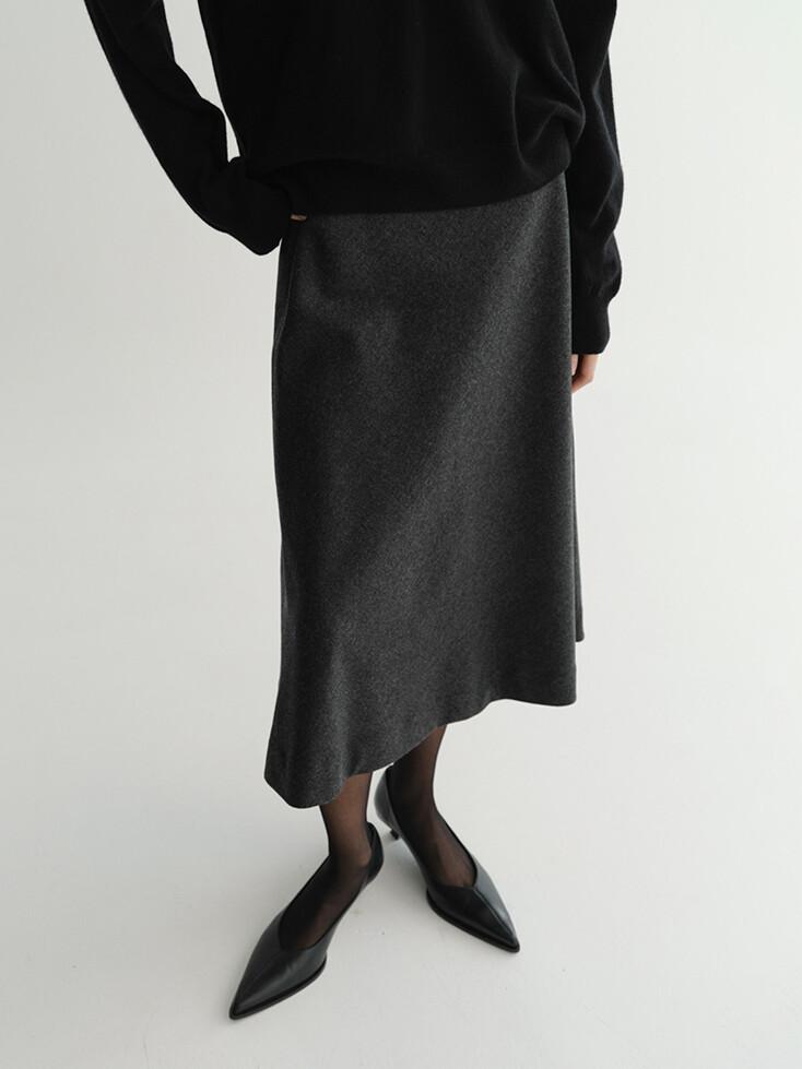 LOE WOOL FLARE SKIRT (CHARCOAL)