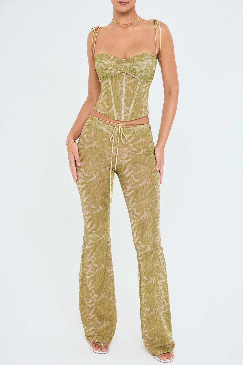 OLIVE PRINT TROUSERS