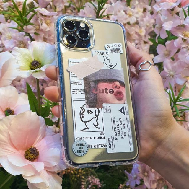 아이폰 유니크 감성 무드 에어 범퍼 유화 스티커 케이스