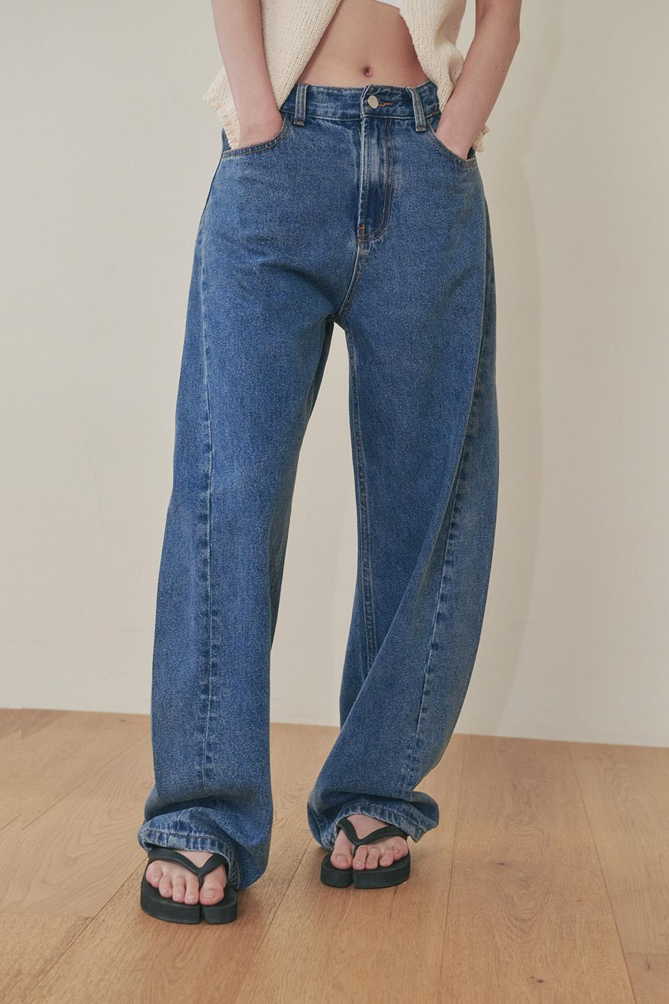 [PLZPROJECT]SIDE CURVED DENIM,  MEDIUM BLUE