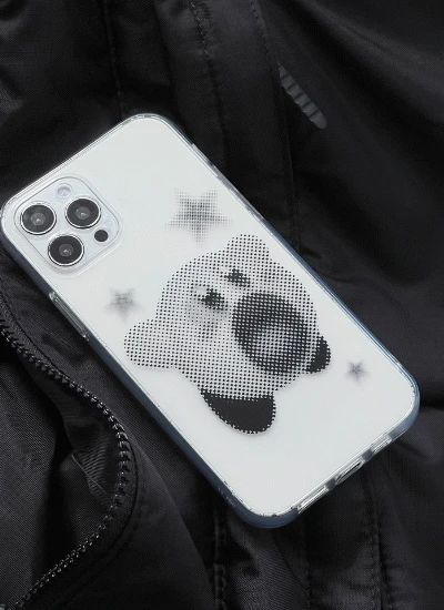 @빠른출고@블랙 도트 커비 투명젤리 아이폰케이스 갤럭시폰케이스