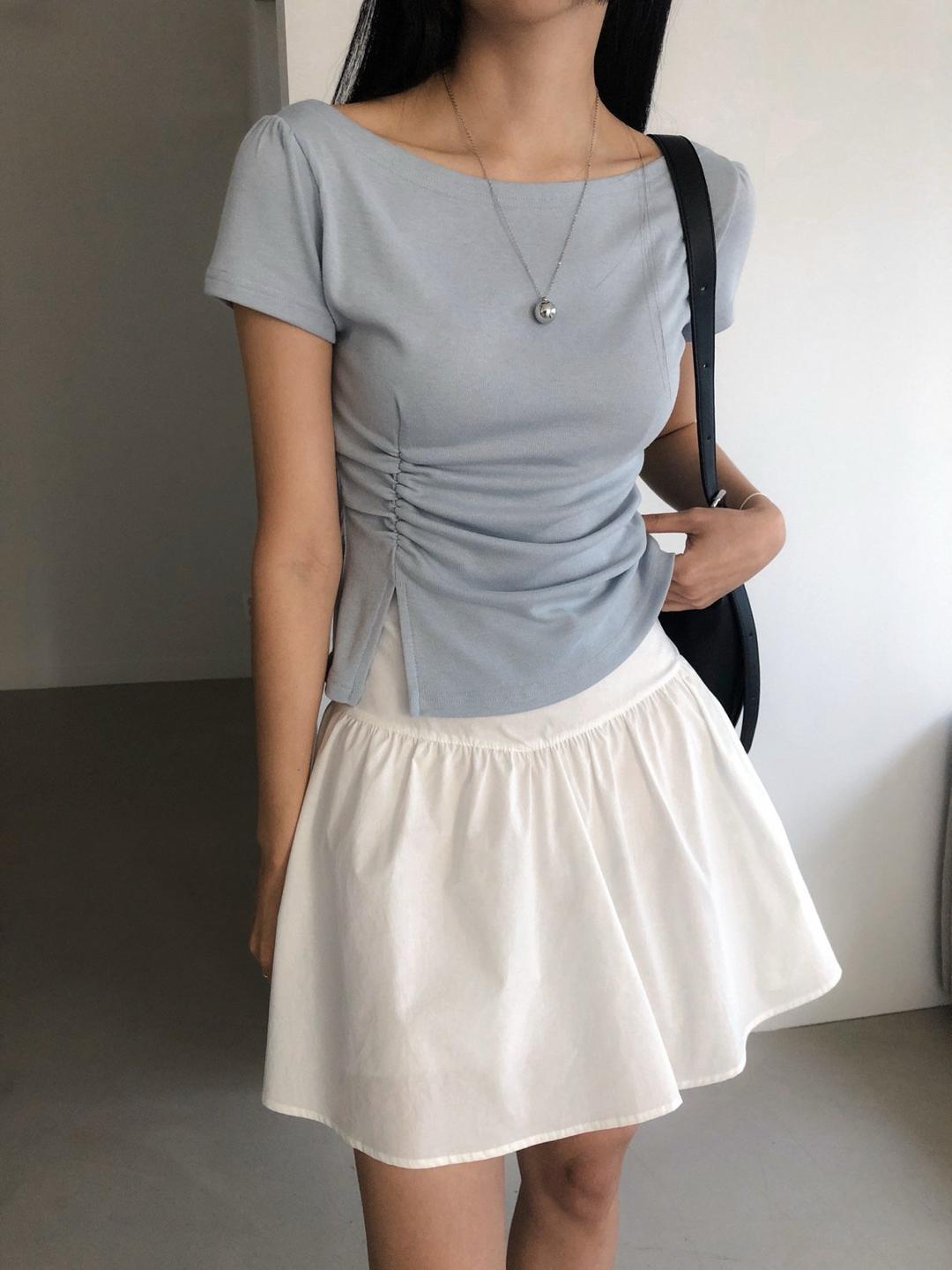 로브아네 여리 반팔 셔링 보트넥 티셔츠