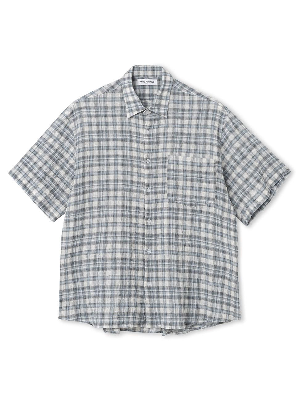 Ombre Check Half Shirts [Light Blue]