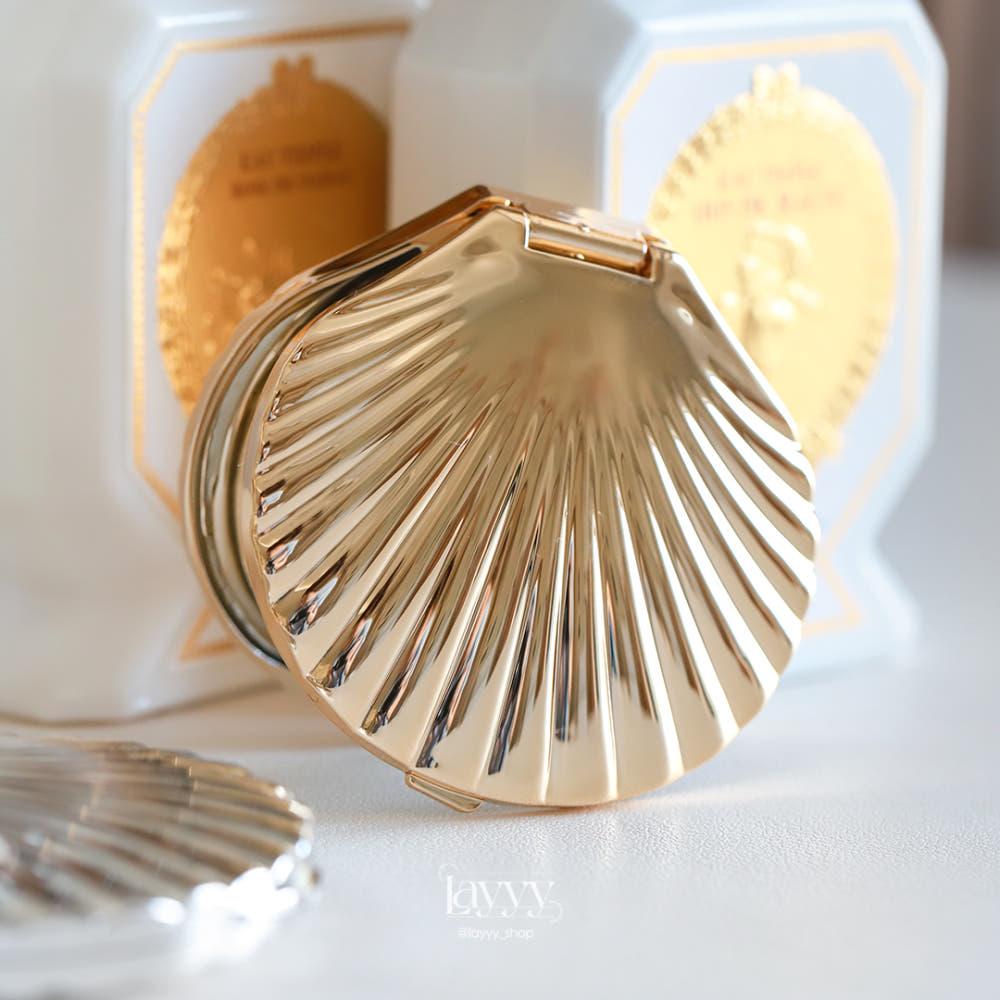 조개 모양 손거울 가리비 양면 미니 거울 골드 실버