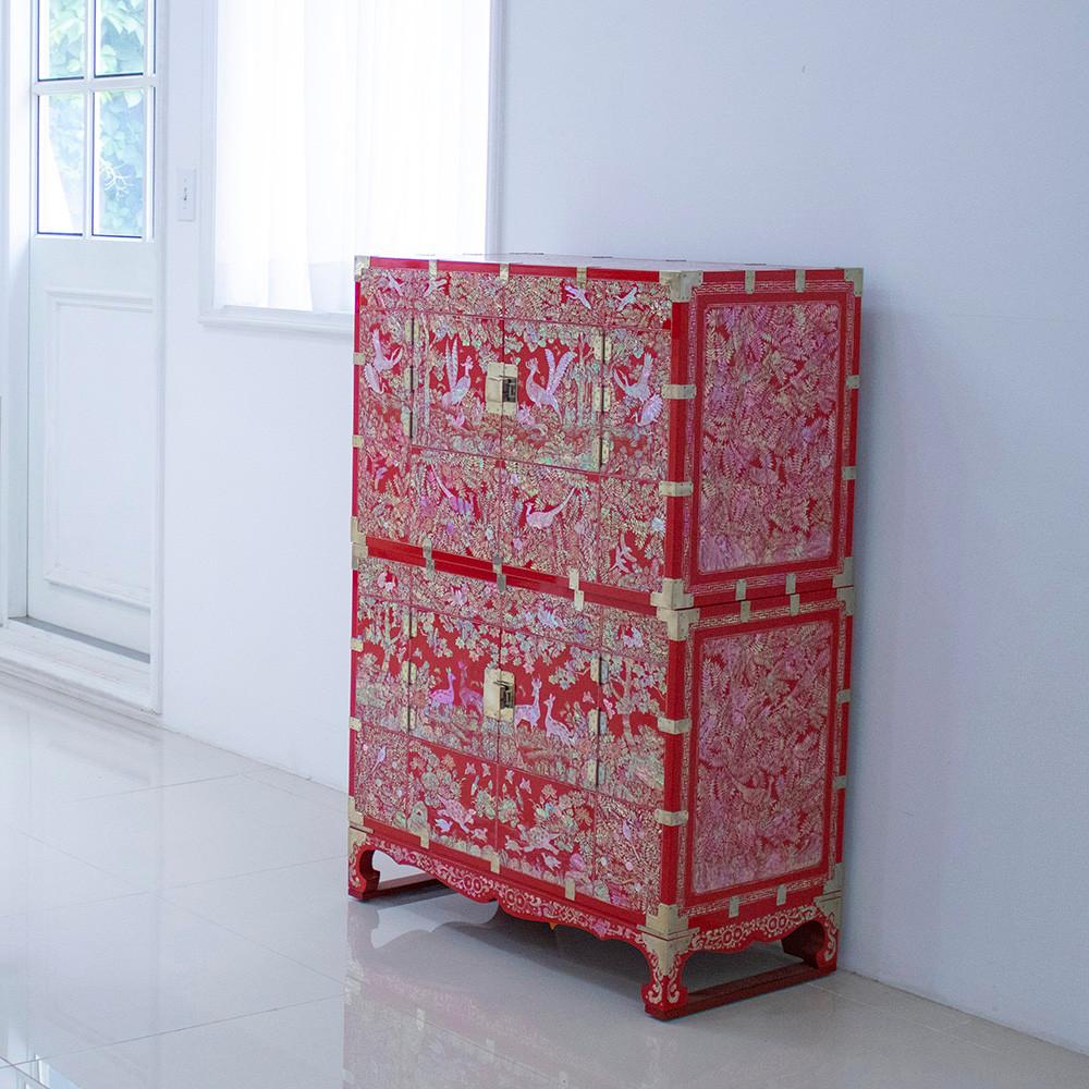 나빌레라 주칠조선십장생 2단화초장 자개가구 서랍장 거실장 전통가구 고가구