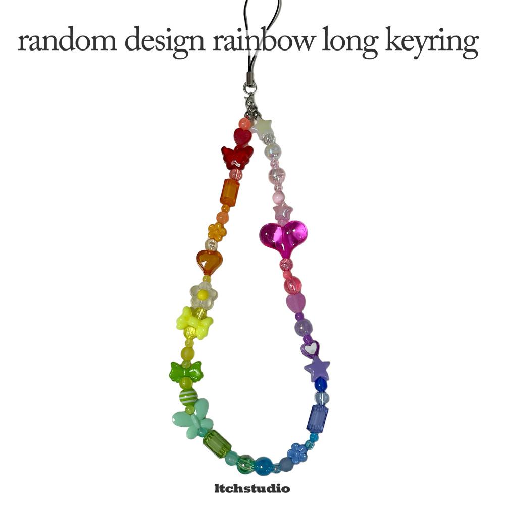 비즈키링 ver95 random design rainbow keyring 랜덤 무지개 롱 비즈키링 [렛채스튜디오]
