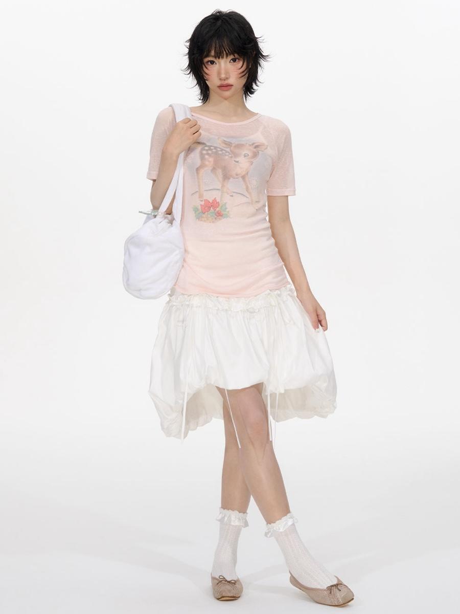 NECY STUDIO Little White Flower Bud Skirt