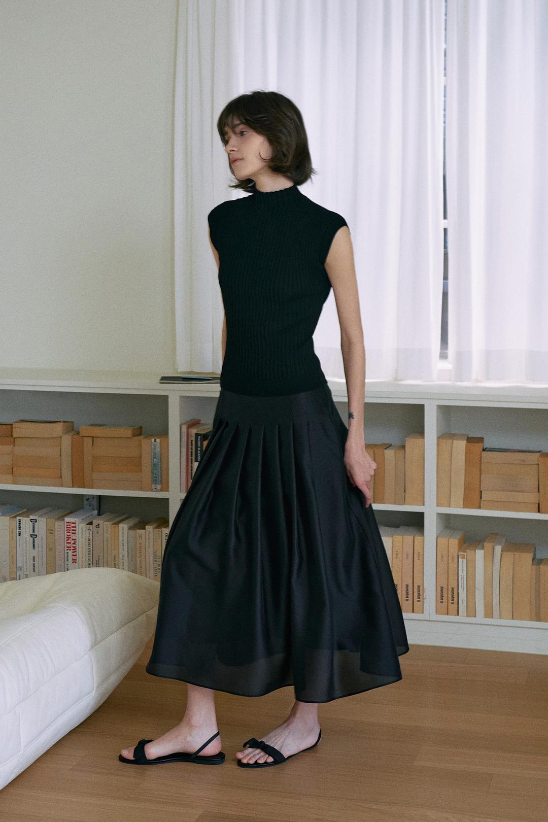 [3차 리오더]Sheer Pleats skirt[LMBFSP25SK5403]-Black