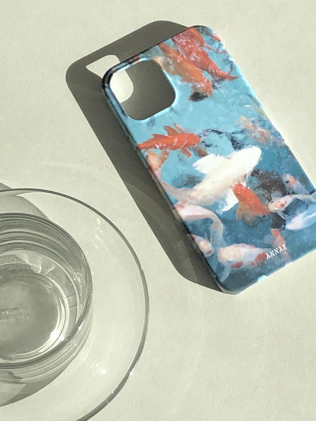 썸머 블루 금붕어 잉어 물고기 폰케이스 하드케이스 여름 바다케이스 빈티지 오리엔탈 아이폰 갤럭시케이스 [summer splash koi goldfish hard case]