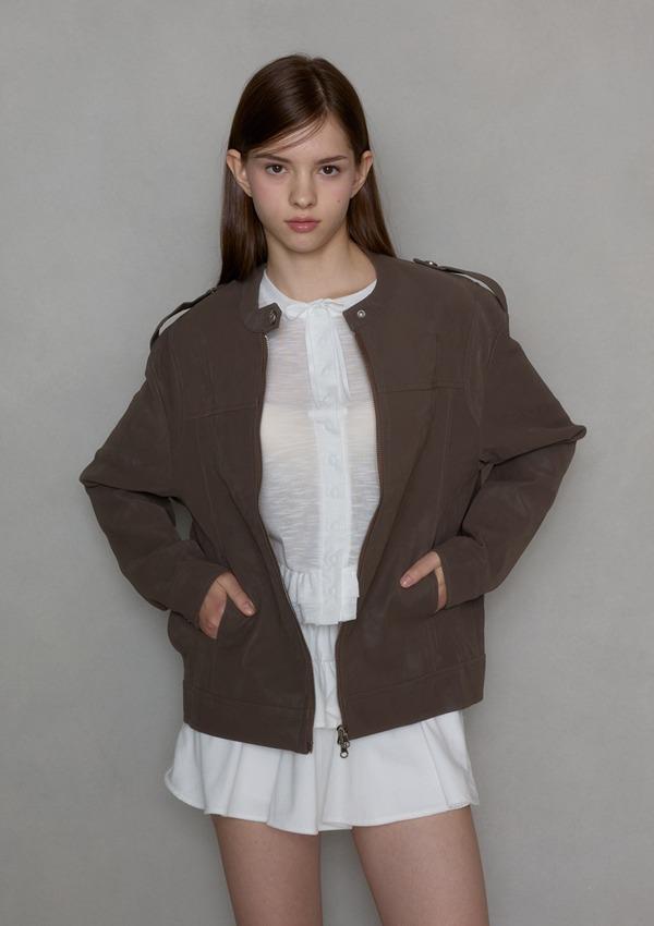 SIREN SYNTHETIC LEATHER RIDER JUMPER_BROWN