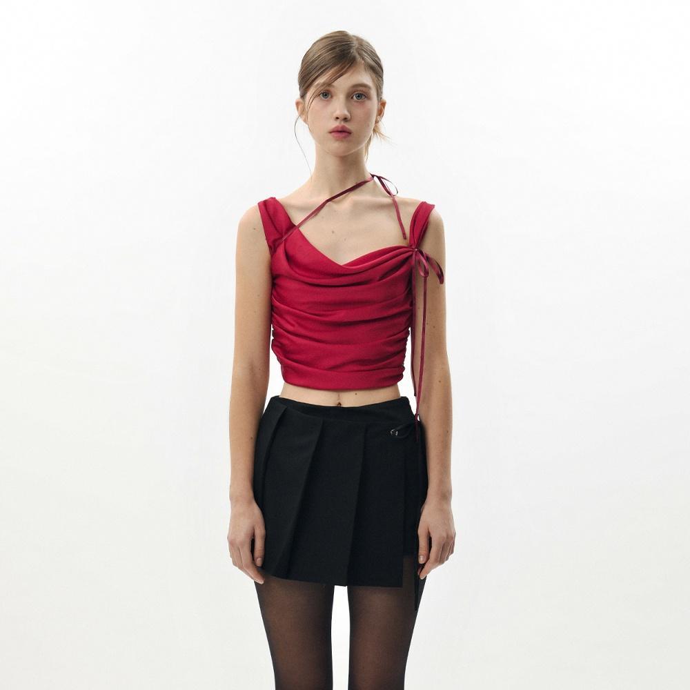 DEW COWL SATIN TOP red [12월 26일 예약 배송]