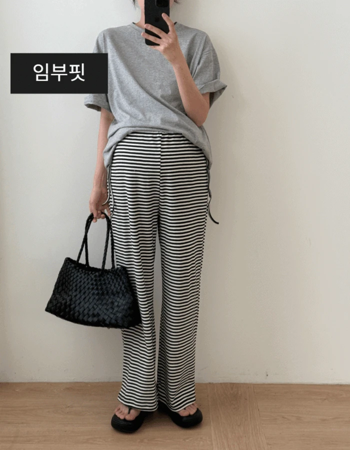 임부복가능* 빠삐용 스트라이프 팬츠 2col