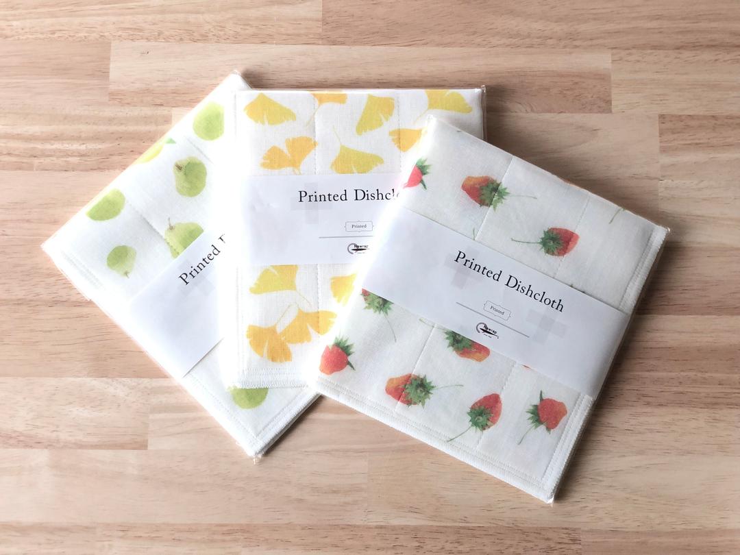 프린트 키친클로스 Green Friends 초록 식물 과일 채소 마루야마 프린트 키친클로스