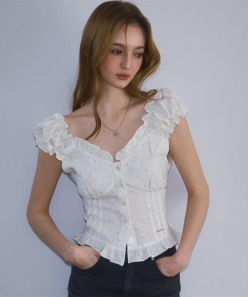 Frill Shirring Sleeveless [Flower]