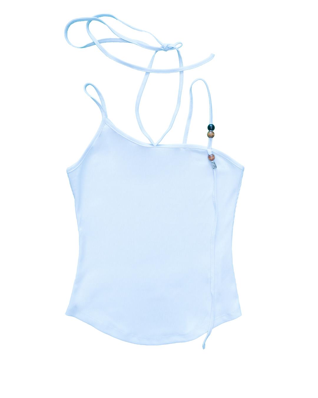 MY WOOD - CUT SLEEVELESS SHIRT ( LIGHT BLUE )