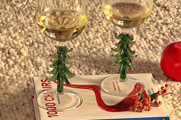 [예약판매] 크리스마스 고블렛 와인잔 크리스마스소품 유리 와인잔