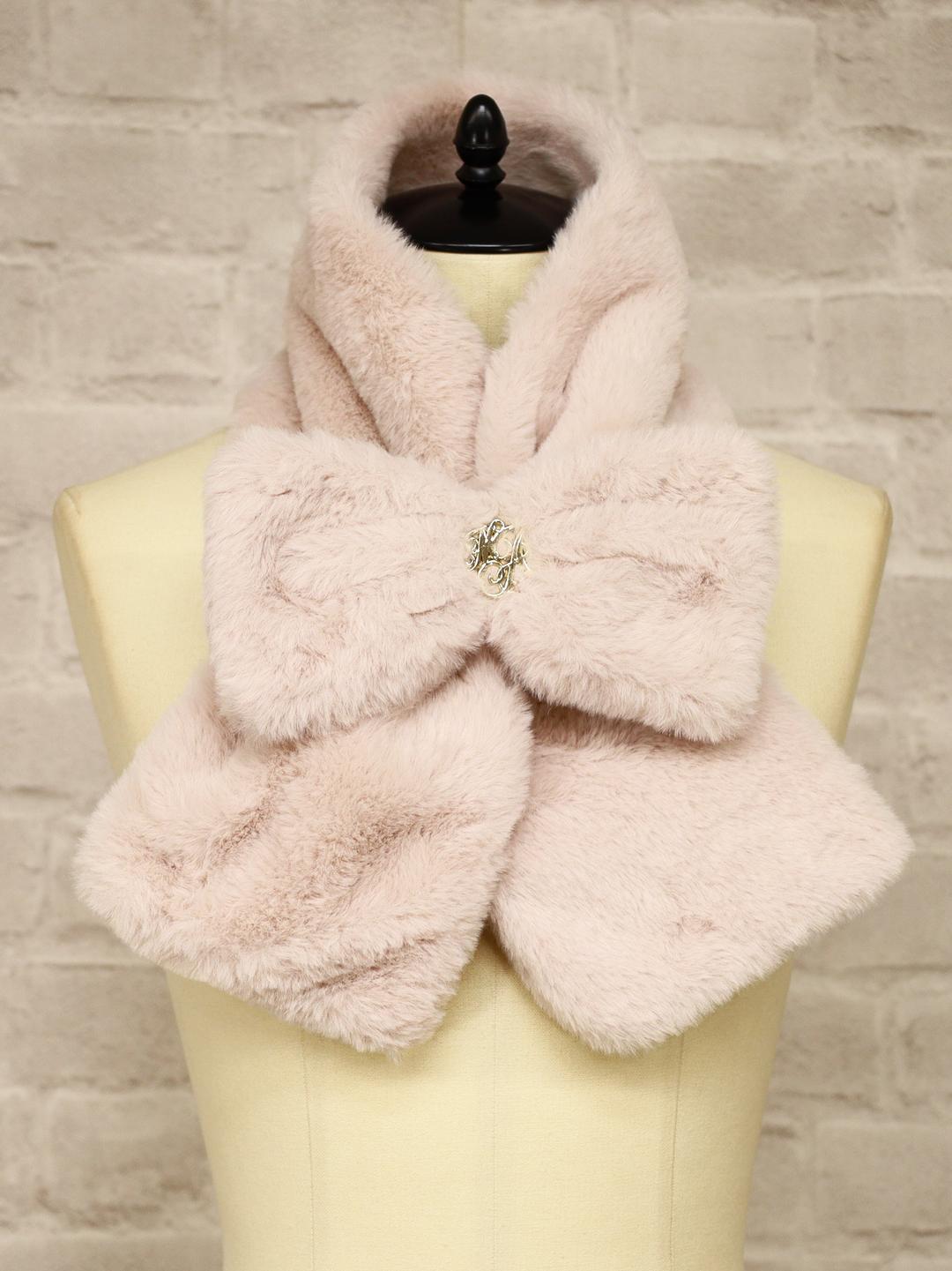 ファーリボン マフラー - ピンク（Pink） / FREE